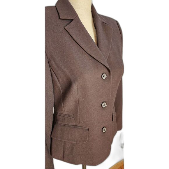 Nygard Petites Brown Button Up Suit Jacket Blazer Size 6 - Picture 7 of 7